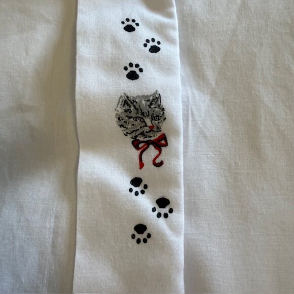 Blair Cat Print Fitted Boyfriend Shirt Woman’s Size Lg Black White Cats Cotton - Picture 6 of 12